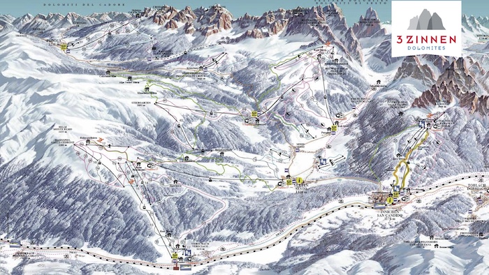 3 Zinnen Dolomites Skimap 700
